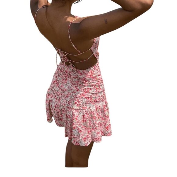 Pink floral babydoll dress with adjustable straps - Picture 3 of 6